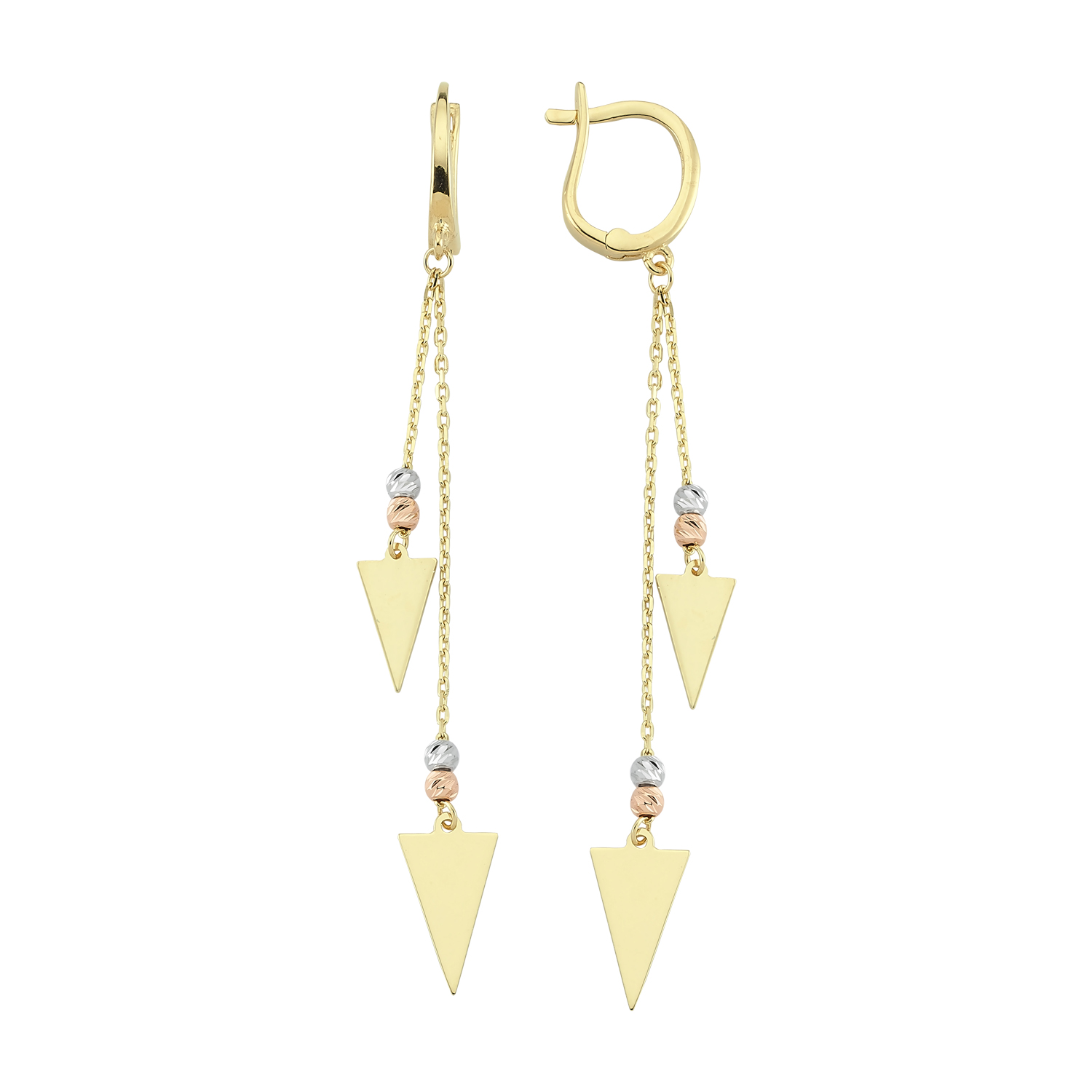 Üçgen Plakalı Sallantılı Küpe