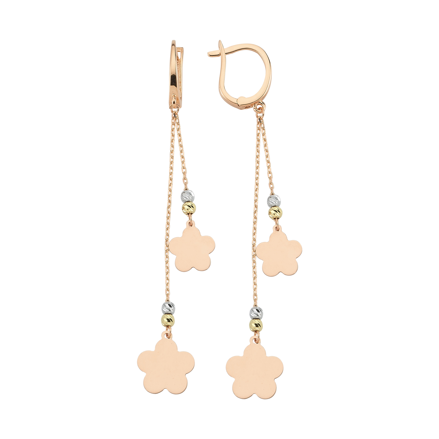 Çiçek Plakalı Sallantılı Küpe