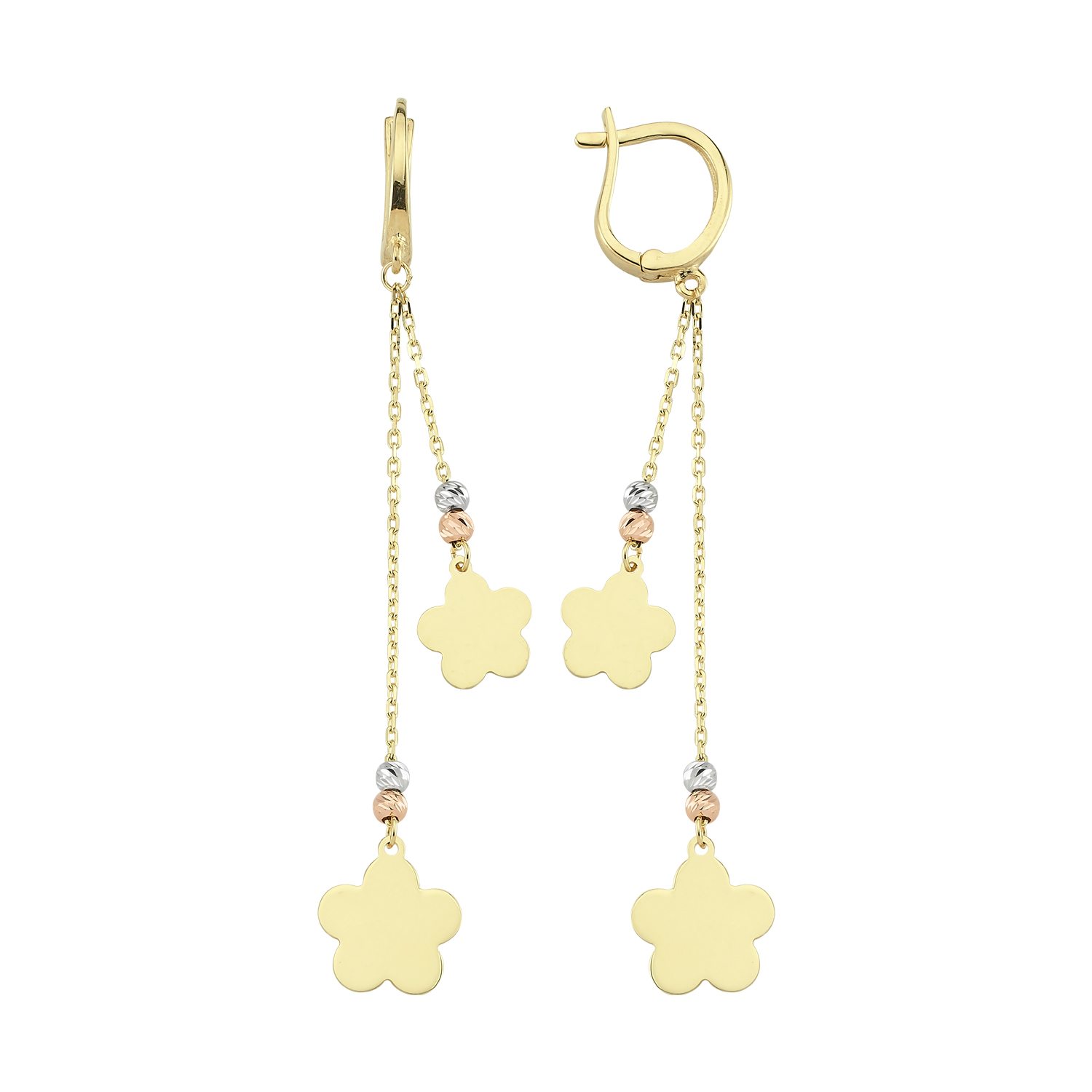 Çiçek Plakalı Sallantılı Küpe