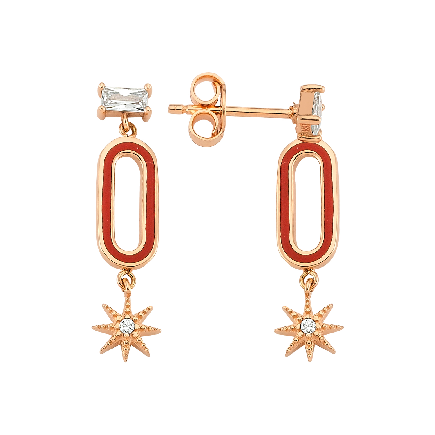 Renklı Mınelı Sallantılı Küpe