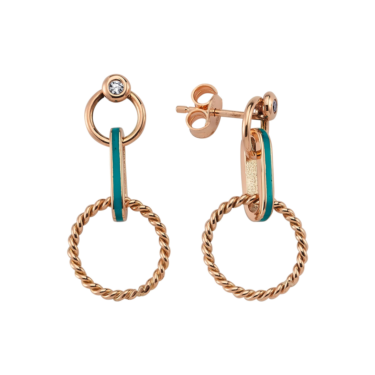 Turkuaz Mınelı Sallantılı Halka Küpe