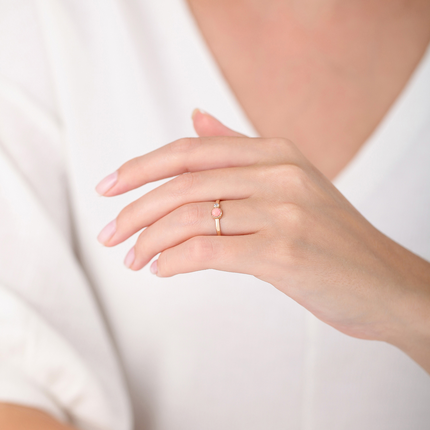 Pembe Taşlı Yüzük